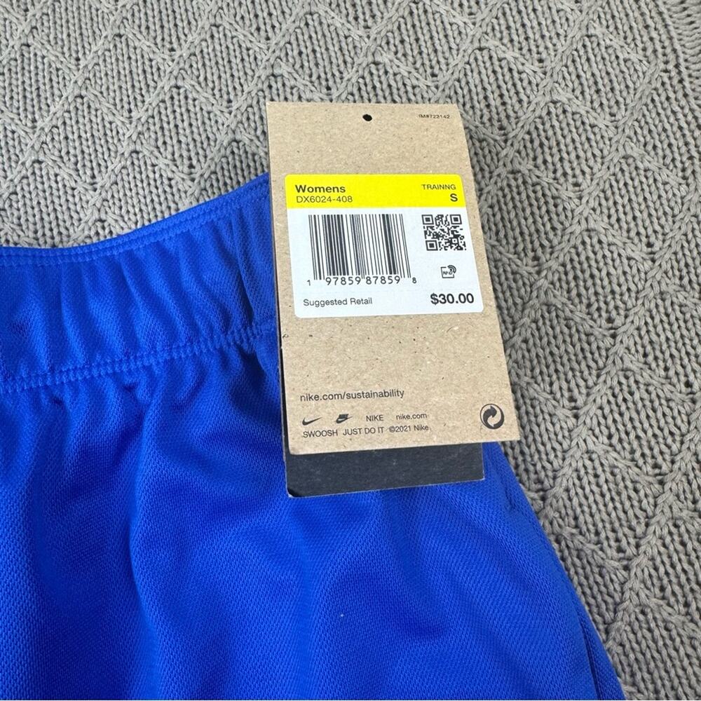 Nike Women's Attack Dri-FIT Fitness Mid-Rise 5" Unlined Shorts Royal Blue Small - Picture 4 of 12